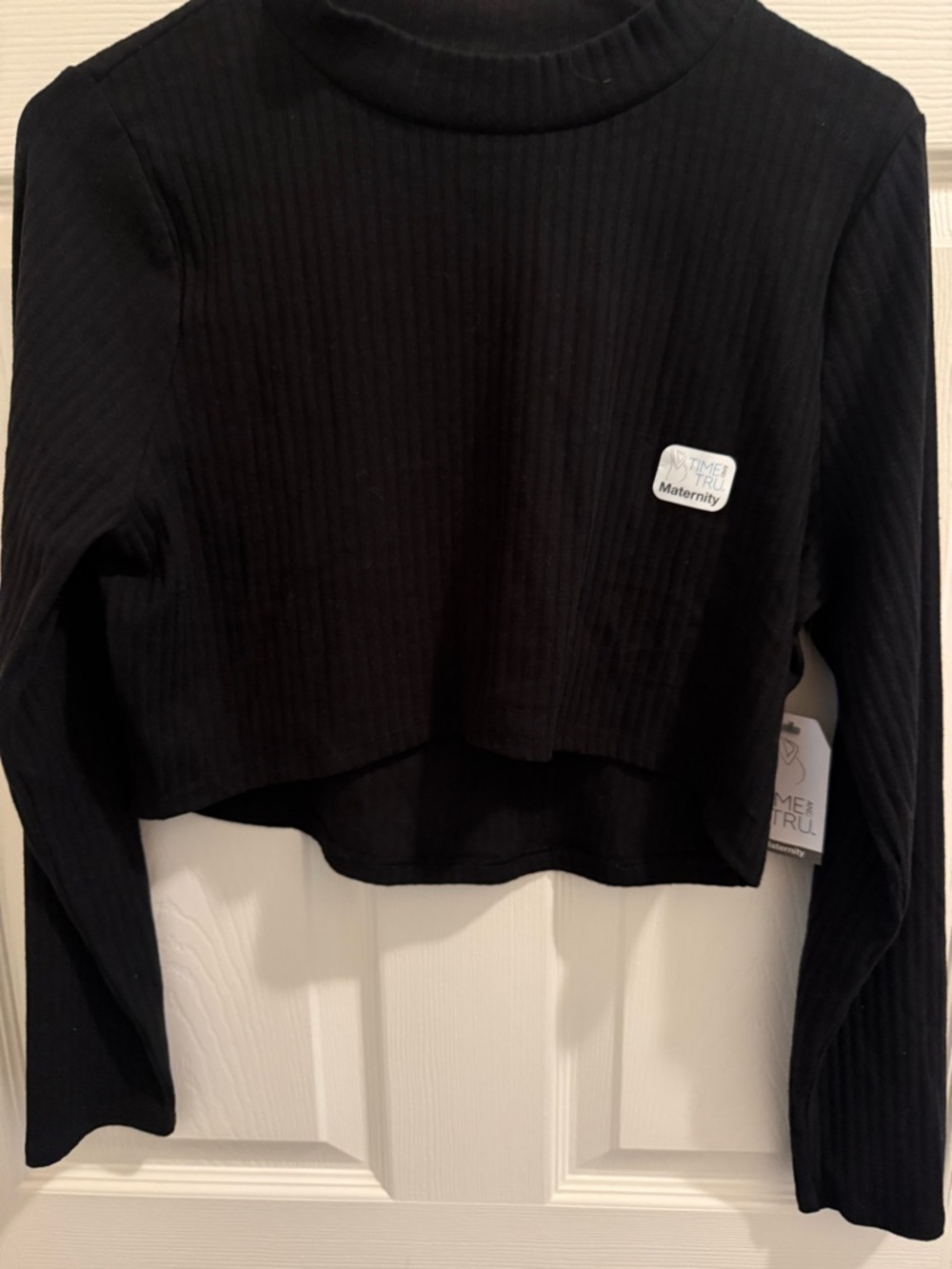 Time and Tru Black Ribbed Maternity Top - Picture 2 of 6